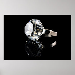 Póster Anillo de diamante en negro