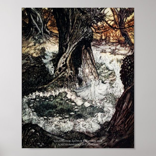 Póster Anillo de hadas Noche de verano Dream Arthur Rackh (Frente)