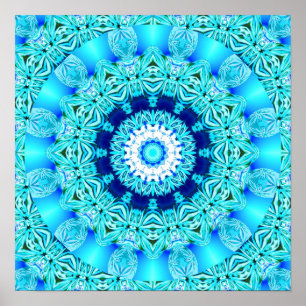 Póster Anillo de hielo azul Ángel, resumen Mandala