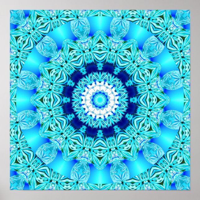 Póster Anillo de hielo azul Ángel, resumen Mandala (Frente)
