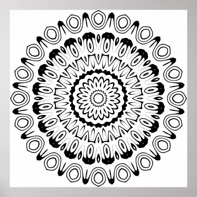 Póster Anillo de Mandala de Contraste Intenso con Capas d (Frente)