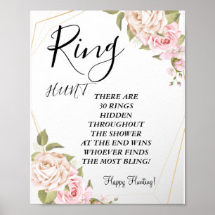 Póster anillo de rosas de acuarela rosa signo de juego de