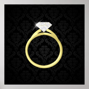 Póster Anillo de Solitaire de Diamond