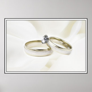 Póster Anillos bodas sobre el satén