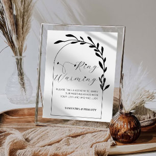 Póster Anillos de arcos botánicos Rótulo Boda de calentam