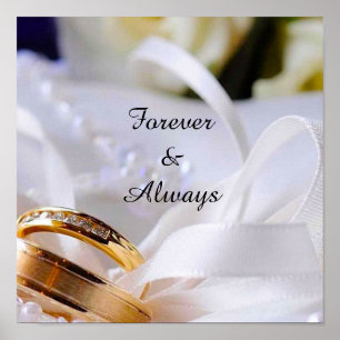 Póster Anillos de Boda Elegantes con Cinta de Seda Románt