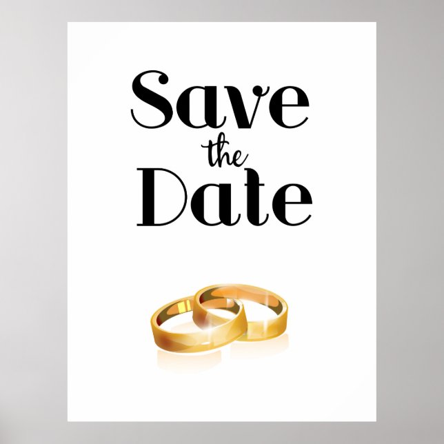 Póster Anillos de boda para guardar la fecha (Frente)