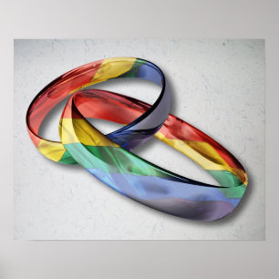 Póster Anillos de bodas del arco iris para la igualdad de