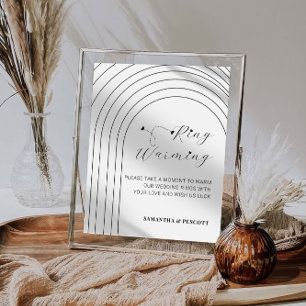 Póster Anillos mínimos modernos Rótulo Boda de calentamie