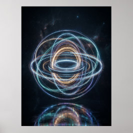 Póster Anillos Orbitales de Neón Abstractos Espaciales
