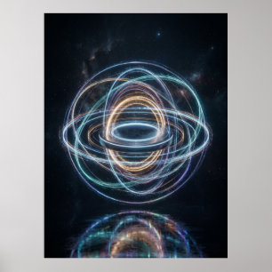 Póster Anillos Orbitales de Neón Abstractos Espaciales