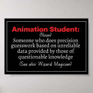 Póster Animación Definición divertida de estudiante