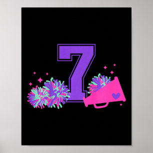 Póster Animadora de 7 años de cumpleaños séptimo año