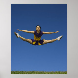 Póster Animadora femenina que salta en el aire 3