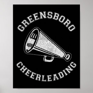 Póster Animadora Retro de Greensboro Cheer Distressed 90'