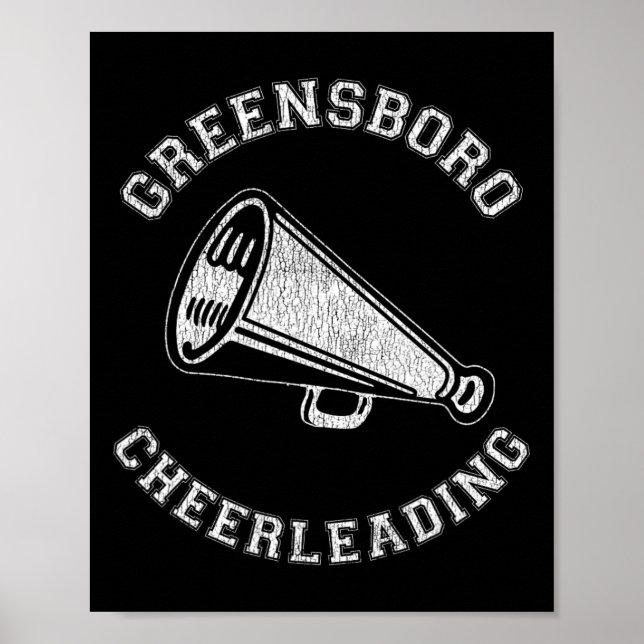 Póster Animadora Retro de Greensboro Cheer Distressed 90' (Frente)