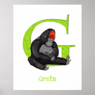 Póster Animal ABC G es para estampado de gorila