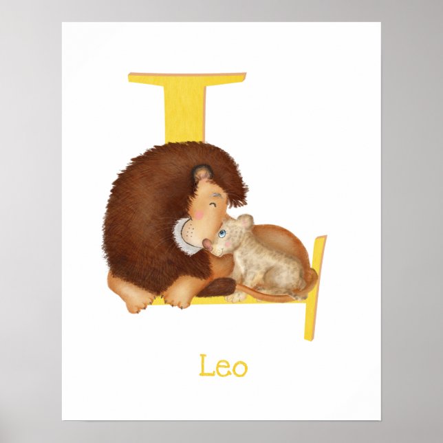 Póster Animal ABC L es para león impreso (Frente)