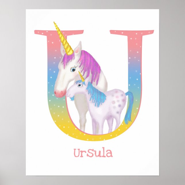 Póster Animal ABC U es para unicorn print (Frente)