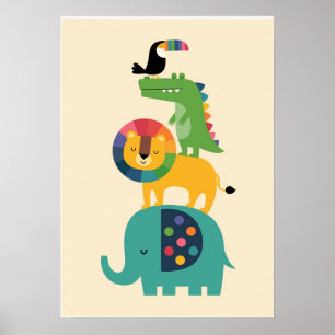 Póster Animal apilable para niños de colores vivos