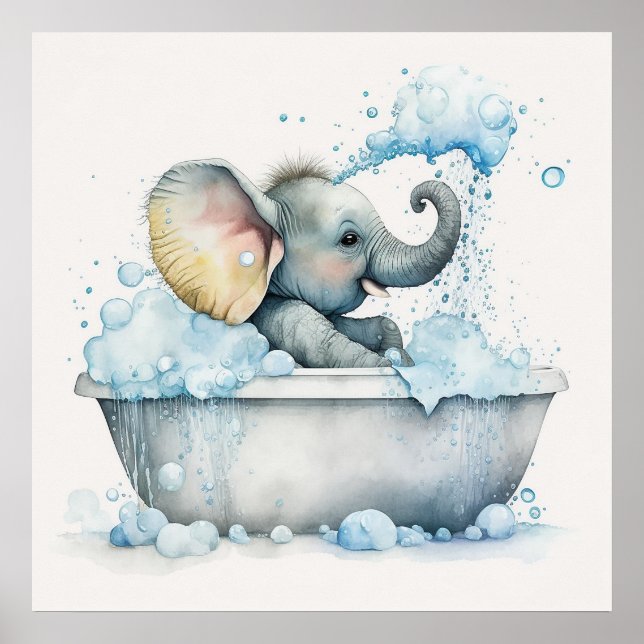 Póster Animal bebé para enfermería, elefante lindo poster (Frente)