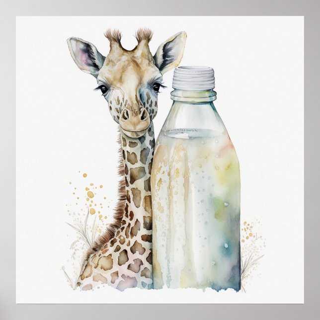 Póster Animal bebé para enfermería, poster de jirafa cuta (Frente)