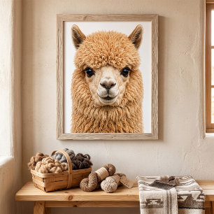 Póster Animal de alpaca esponjoso adorable