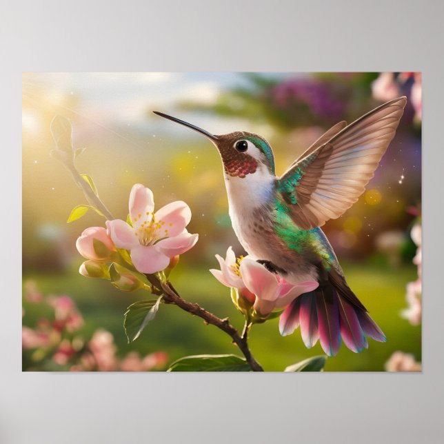 Póster Animal de espíritu elegante: Hummingbird en vuelo (Frente)