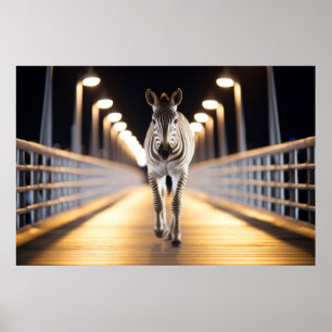 Póster Animal de la vida silvestre Zebra en la calle al a