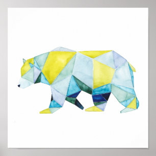 Póster Animal de oso geométrico