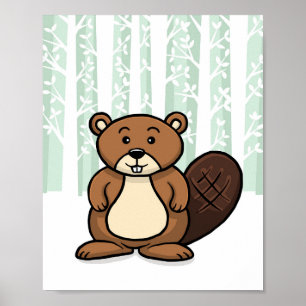 Póster Animal del bosque castor