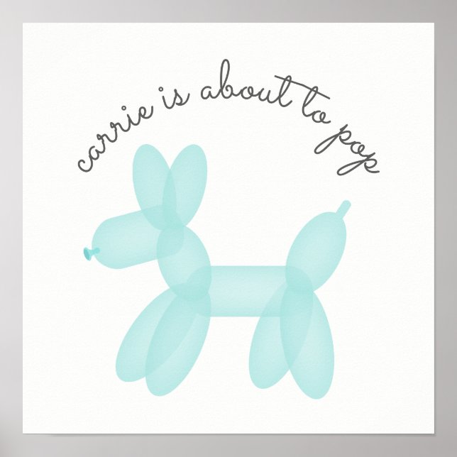 Póster Animal globo azul a punto de salir de Baby Shower (Frente)