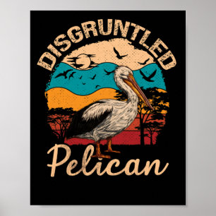 Póster Animal Pelican Vintage Sunset