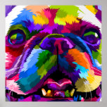 Póster Animal pop-art<br><div class="desc">Poster de perro colorido de Bulldog francés</div>