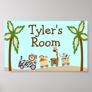 Póster Animal Train Customized Name Wall Poster