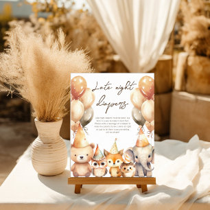 Póster Animales acuarela baby shower Pañales de noche