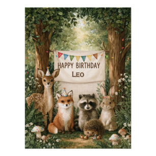 Póster Animales Adorables Celebrando Cumpleaños con Estan