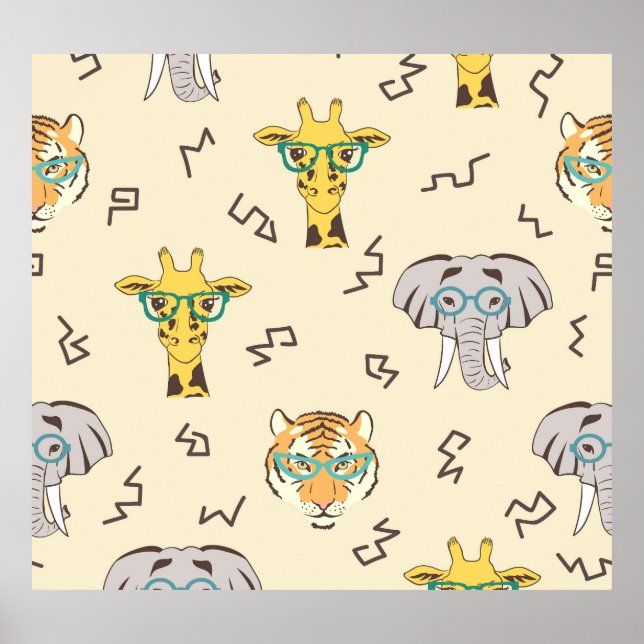 Póster Animales africanos: Patrón sin foco (Frente)