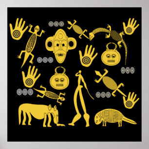 Póster animales africanos y máscaras