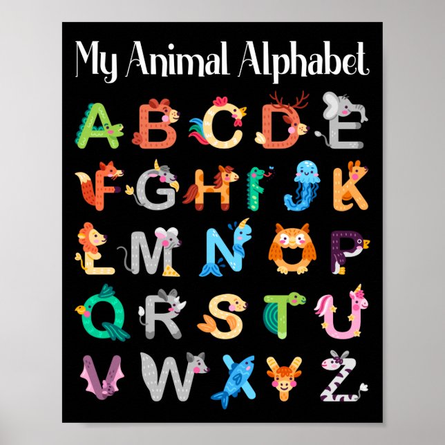 Póster Animales Alphabet Learning Animales ABC (Frente)