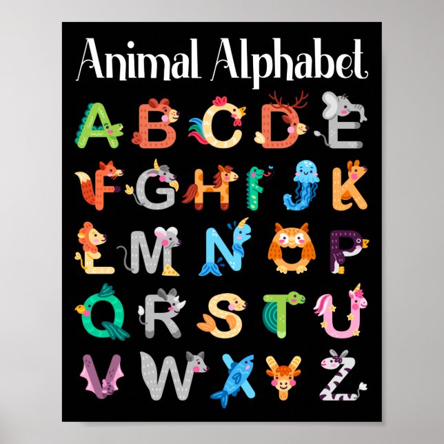 Póster Animales Alphabet Learning Animales ABC (Frente)
