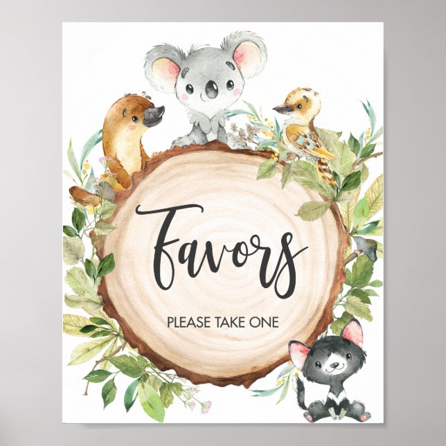Póster Animales australianos favorecen a Baby Shower por  (Frente)