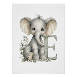 Póster Animales Bebés Adorables en Acuarela con Letras de