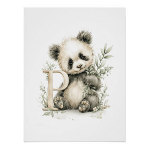 Póster Animales Bebés Adorables en Acuarela con Letras de