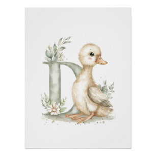 Póster Animales Bebés Adorables en Acuarela con Letras de