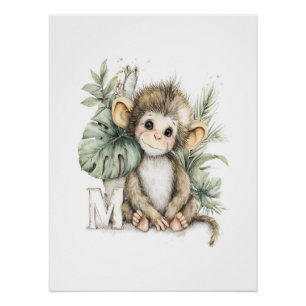 Póster Animales Bebés Adorables en Acuarela con Letras de