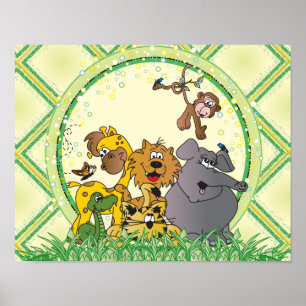 Póster Animales Bebés de la Jungla Safari