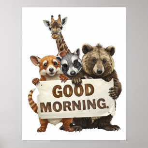 Póster Animales, Buenos Días,
