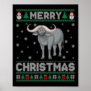 Póster Animales búfalos Hombres Mujeres Niños Navidades f