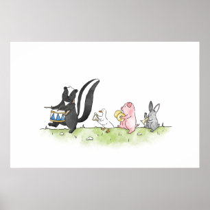 Póster Animales caprichosos marchando en banda